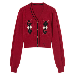 【89/件】EPTISON外套女2025冬短款复古学院风安格拉红毛衣开衫