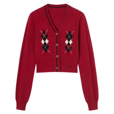 Eptison复古学院风毛衣开衫