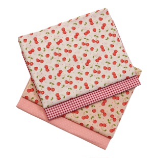 1.6米幅宽40支斜纹纯棉布料小樱桃印花布手工diy服装床品全棉面料