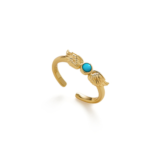 Amber Lollipop绿松石戒指女天然宝石开口尾戒小众设计 飞羽系列