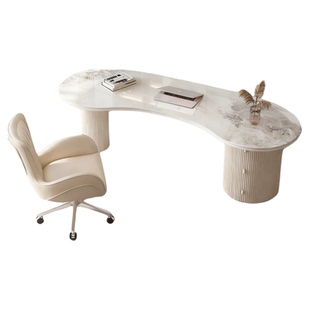 意式轻奢老板办公桌简约岩板书桌书房写字台美容院医美咨询接待桌