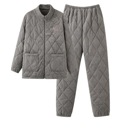 浪莎冬季珊瑚绒夹棉睡衣男家居服