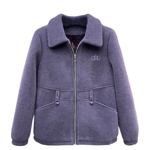 年轻妈妈装翻领加厚毛呢外套冬季新款时尚减龄中老年保暖休闲夹克