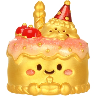 潮宏基亲挚生日蛋糕黄金摆件足金硬金生日快乐收藏投资金礼物计价