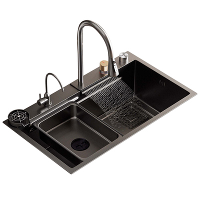 JOMOW水槽加厚大单槽飞雨瀑布洗菜盆304不锈钢厨房洗碗水池JMW073