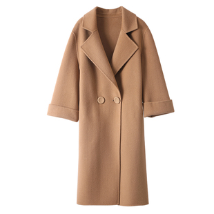 23秋冬新款高端双面羊绒大衣女100%羊毛小个子气质中长款毛呢外套