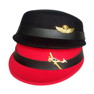 厦航空姐帽子女款航空空姐小礼帽表演帽礼仪帽宴会帽大红礼宾女帽