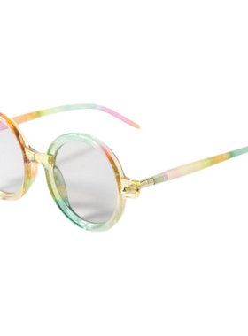 圆形UV400彩虹色绅士配近视墨镜
