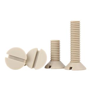 PEEK一字开槽沉头螺丝钉耐高温耐酸碱绝缘树脂高强度塑料平头螺栓