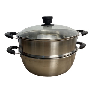 工厂瑕疵201不锈钢单底火锅加蒸屉二层蒸锅28cm多用汤蒸锅隔热把