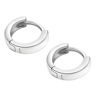 925纯银耳环女白贝母耳圈耳扣K金色耳钉轻奢高级感秋冬耳饰素圈圈