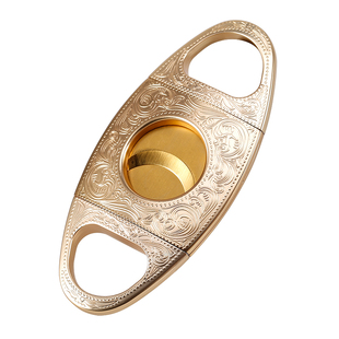 JIFENG季风不锈钢送礼便携式金色开孔双刃雪茄剪刀防风打火机套装