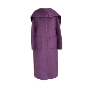 tsmade天生呐◆雾霾紫显白复古加厚原创山茶花羊绒大衣外套长款