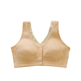 妈妈背心内衣文胸前扣式老年人纯棉舒适女士大码全棉无钢圈防下垂