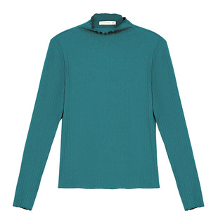 铜牛bless系列粗条罗纹布烟囱领女打底衫 秋季长袖衫VS294