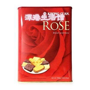 香港代购新加坡康元玫瑰什锦夹心饼干700g铁盒装零食送礼手信
