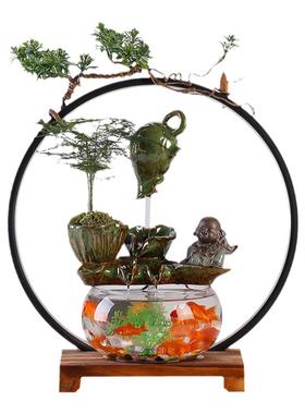 悬壶流水鱼缸造景装饰摆件循环水