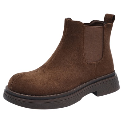 15mins棕色切尔西短靴女马丁靴子