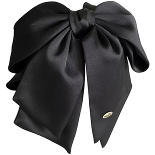 黑色缎面蝴蝶结发夹女2025新款高颅顶抓夹半扎发后脑勺马尾夹头饰