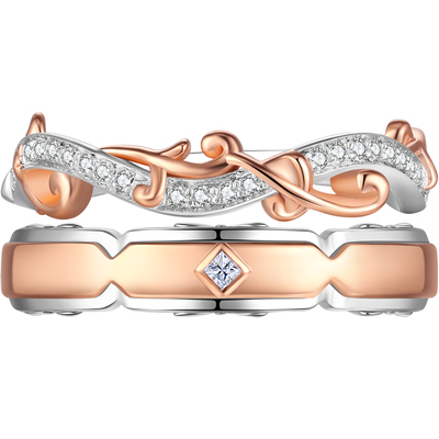 原创设计小众情侣对戒赠终身保养