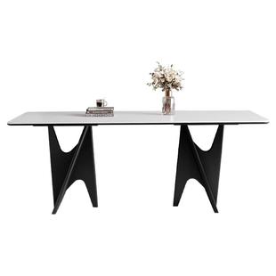 美式复古实木餐桌2025新款现代简约法式中古风岩板家庭家用小户型