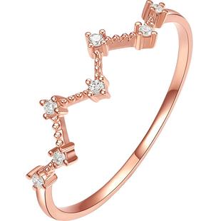 周六福18K金钻石戒指女满天星流星雨璀璨皇冠au750玫瑰金新年礼物