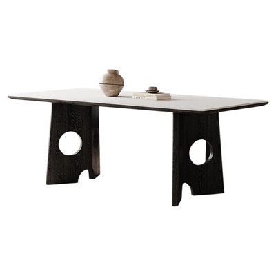 意式极简岩板餐桌椅组合