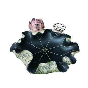 创意新中式荷花烟灰缸个性客厅办公室树脂家居莲花防飞灰烟蒂盒