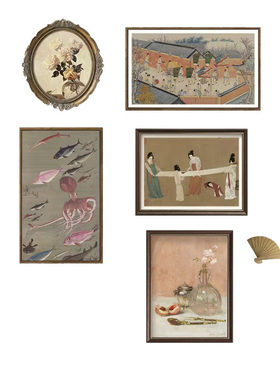 法式中古风装饰新中式古典挂画