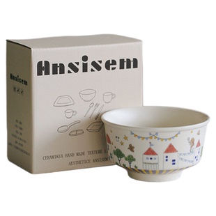 泽滕家高脚饭碗汤碗大面碗餐具盘碟杯子组合卡通可爱高颜值复古风