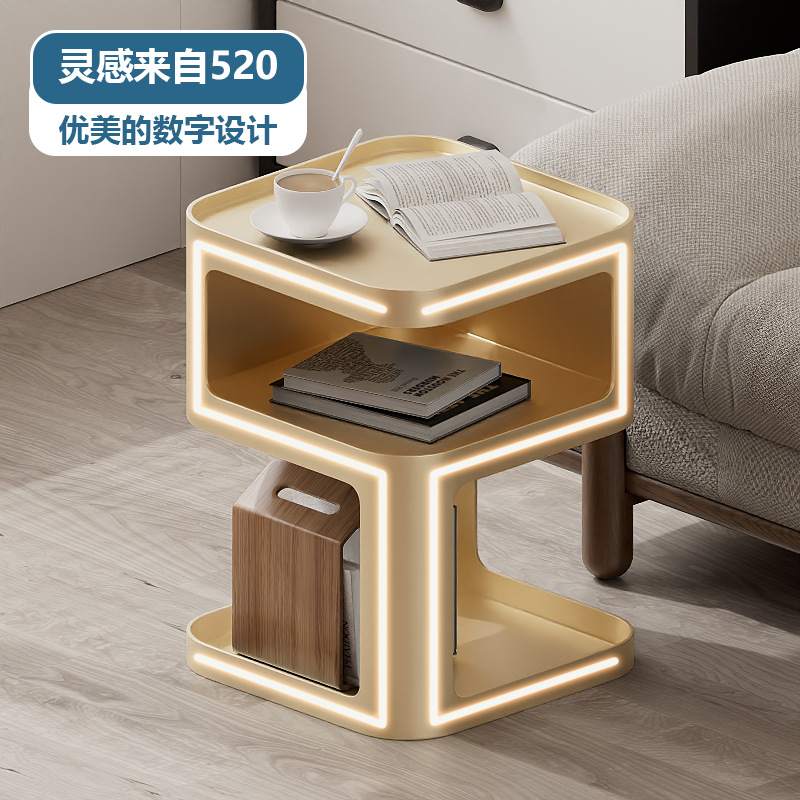 小户型客厅简约铁艺茶几床头柜网简易边柜创意桌子卧室红物沙发置