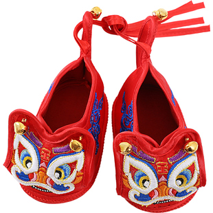 虎头鞋婴儿1周岁宝宝醒狮学步男女红色百岁抓周鞋子中式刺绣春秋