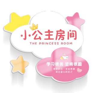 网红小公主房间门装饰女孩儿童房布置卧室墙贴挂牌定制头像门牌贴