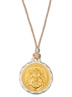 吴越老银铺足银999黄财神银项链