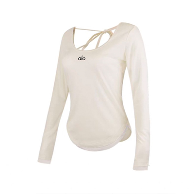 ALOACTIVE速干瑜伽服女透气性感露背长袖T恤运动跑步健身服罩衫