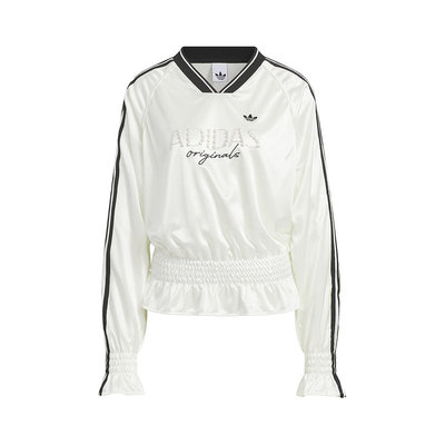 阿迪达斯女V领芭蕾风收腰长袖T恤