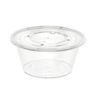 一次性餐盒外卖饭盒塑料碗汤粉面打包碗透明黑白圆形带盖加厚盒子