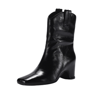 MILLIE'S/妙丽粗跟切尔西靴女加绒冬季高级感皮靴马丁时装靴短靴Q