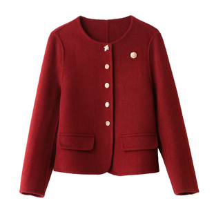 小香风羊毛呢短外套女2025秋冬新款宽松显瘦加厚百搭双面呢子大衣