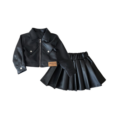 D.Bkyer女童皮衣套装两件套