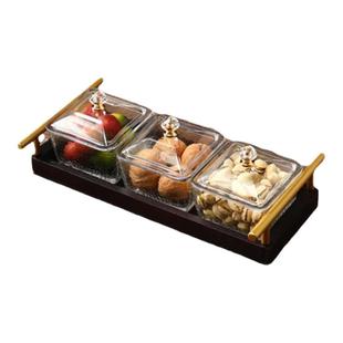 轻奢客厅家用玻璃小吃碟茶点茶几零食干果坚糖果点心收纳盒分格