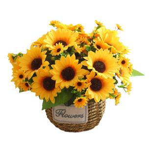 假花仿真花束摆设花艺装饰绢花摆件向日葵玫瑰花创意插花室内仿生