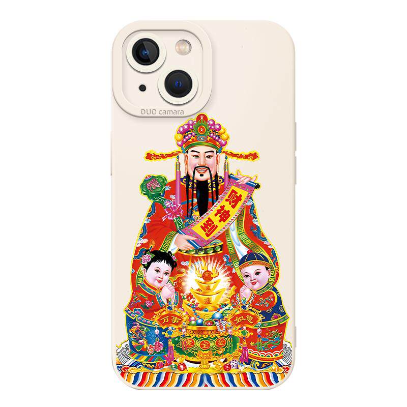 财神手机壳适用苹果18pro五路财神iphone17小米15华为mate80pro发财p90暴富nova16荣耀oppo红米vivox300s一加