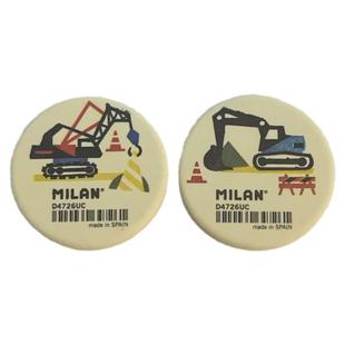 MILAN米兰学生卡通绘图素描橡皮圆形擦得干净不留痕工程车款4.7cm