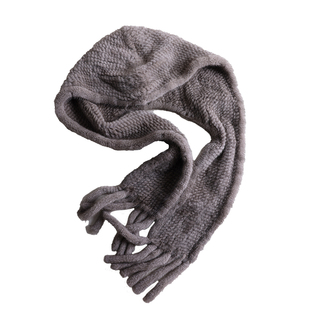 盈妹奢雅银蓝丨银蓝貂皮草披肩围巾帽子一体风雪帽女东北围脖冬季