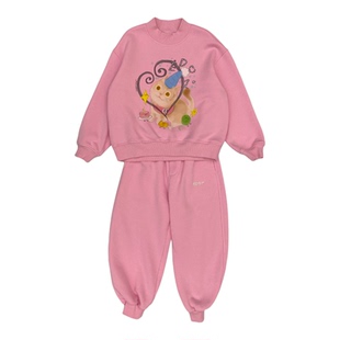 edo1一度童装25冬季新款卡通印花圆领卫衣套装男女童小众设计潮牌