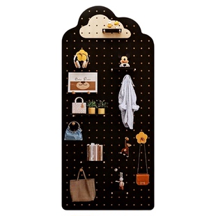 安居客黑色洞洞板实木定制墙面造型装备墙入户玄关家用客厅装饰板