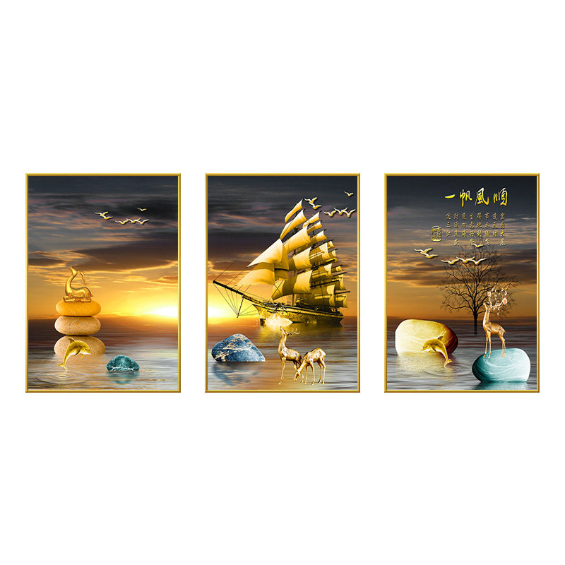 楼梯间过道简约现代三联挂画