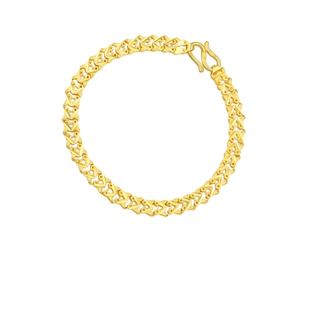 周生生黄金足金双行V形车花黄金手链宽版素手链84930B