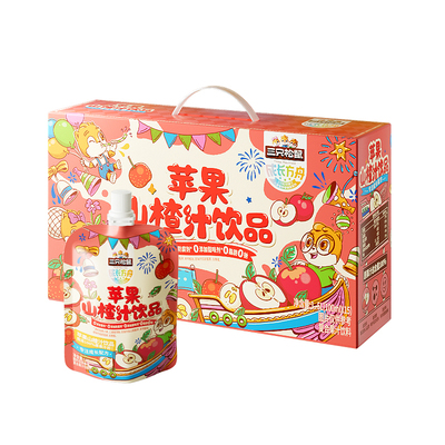成长方舟_苹果山楂汁礼盒添加益生元果汁儿童零食水饮料三只松鼠